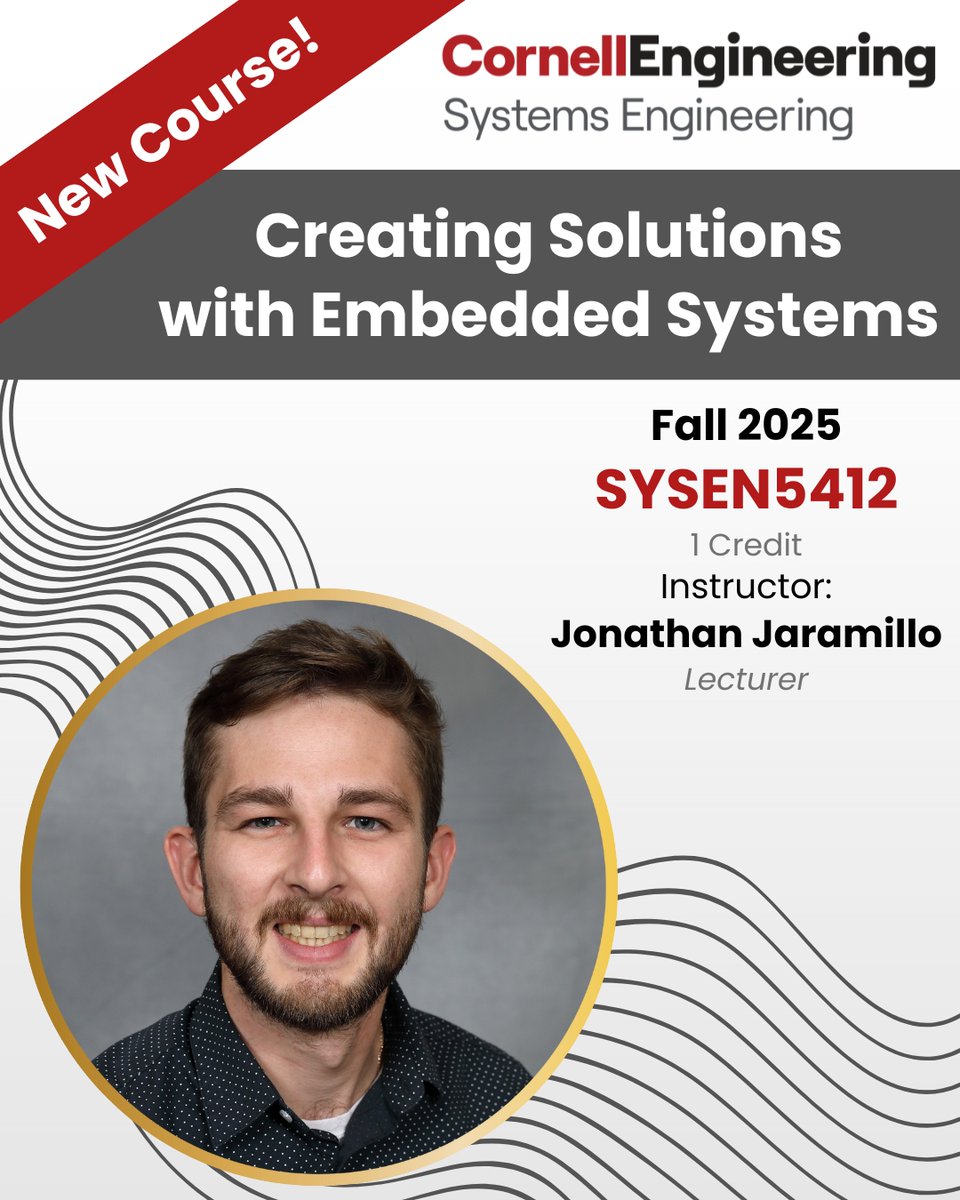 CornellSystems's tweet image. We did it again! ππ
Introducing brand new Fall 2025 Systems Engineering courses! ππ§
Stay tuned and be on the lookout π β enrollment opens soon, and you wonβt want to miss these exciting additions!