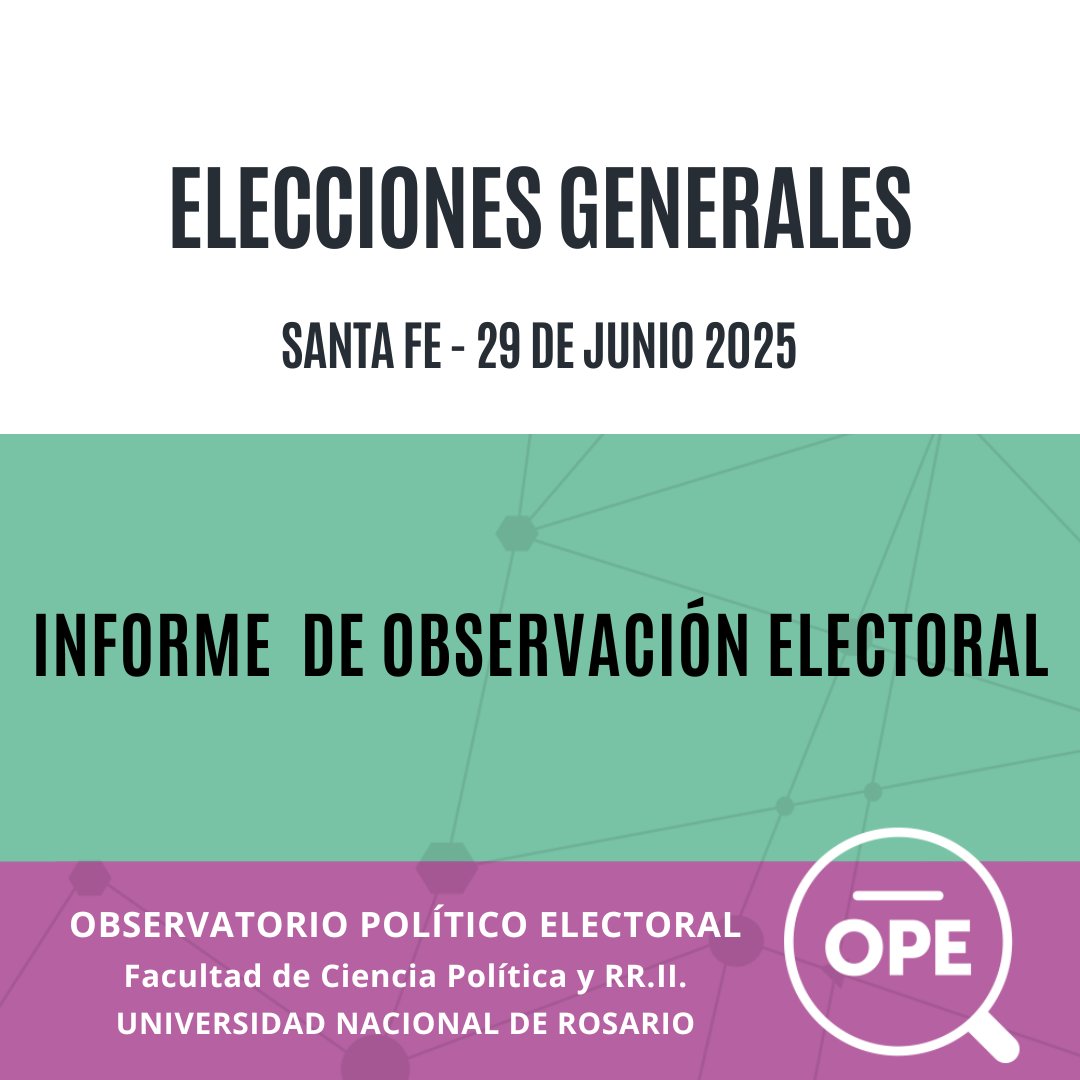 Compartimos nuestro Informe de Observación Electoral de la Elección General del 29 de junio en la provincia de Santa Fe. De la apertura al cierre, todos los detalles de una jornada democrática marcada por el frío y la baja participación.  fcpolit.unr.edu.ar/__trashed-17/