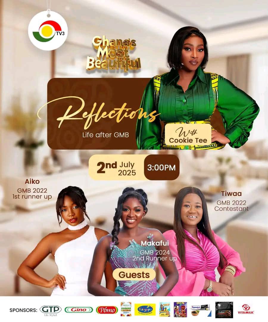 TheCookieteeGH's tweet photo. Hosting these phenomenal women on Reflections: Life After GMB has been nothing short of inspiring! 

Join us today at 3PM on @tv3_ghana as we share powerful stories, lessons, and life beyond the crown. 

You don’t want to miss this!
#GMBReflections #CookieTee #TV3GH #GhanasMostBeautiful