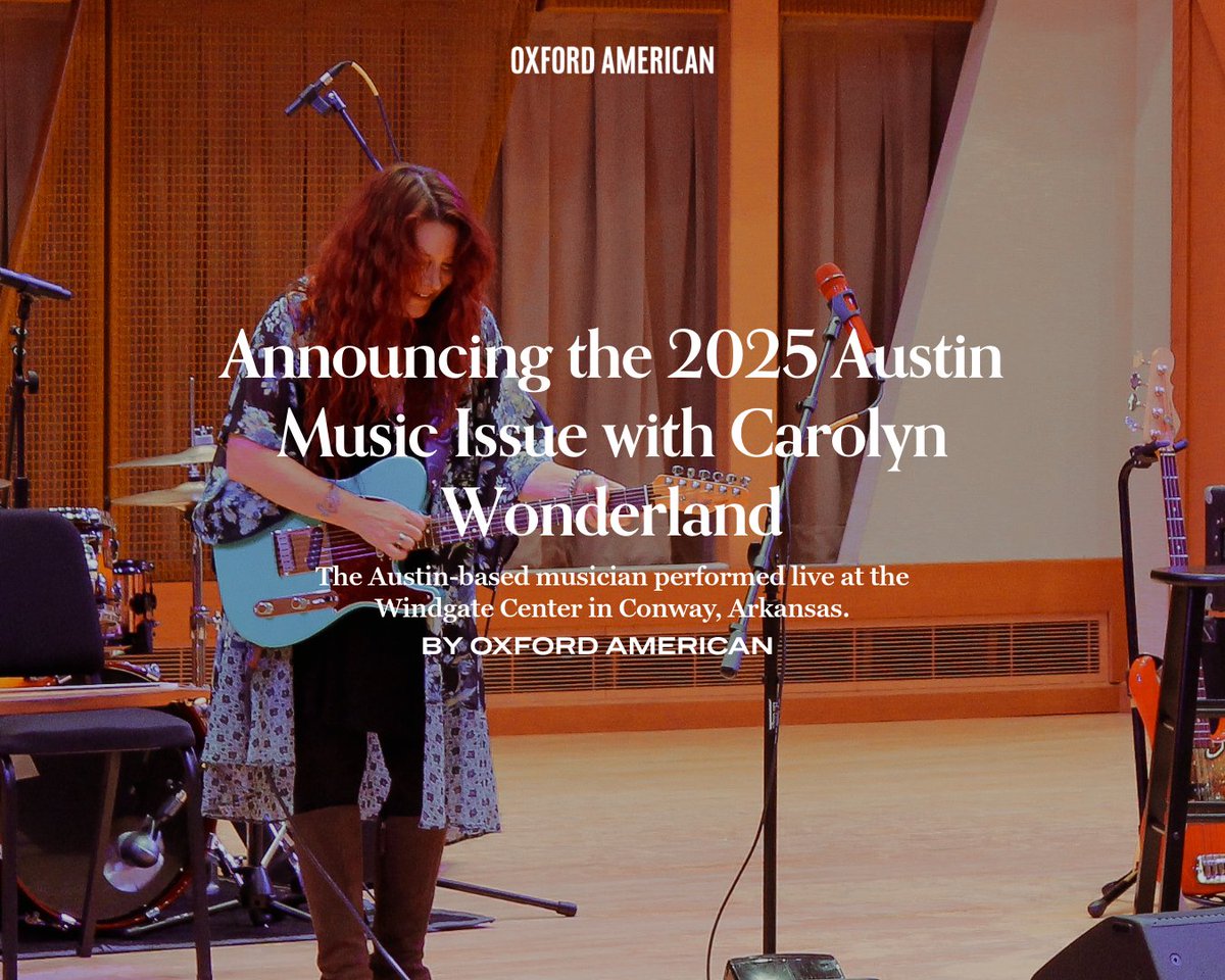 oxfordamerican's tweet image. “Wonderland’s performance at the Windgate Center was proof alone of the experiential impact of live performances.”
—@carolynwonderla and her bandmates performed in Conway, Arkansas, this past Sunday to announce the OA’s 2025 Austin Music Issue.
🔗: shorturl.at/Y4YcZ