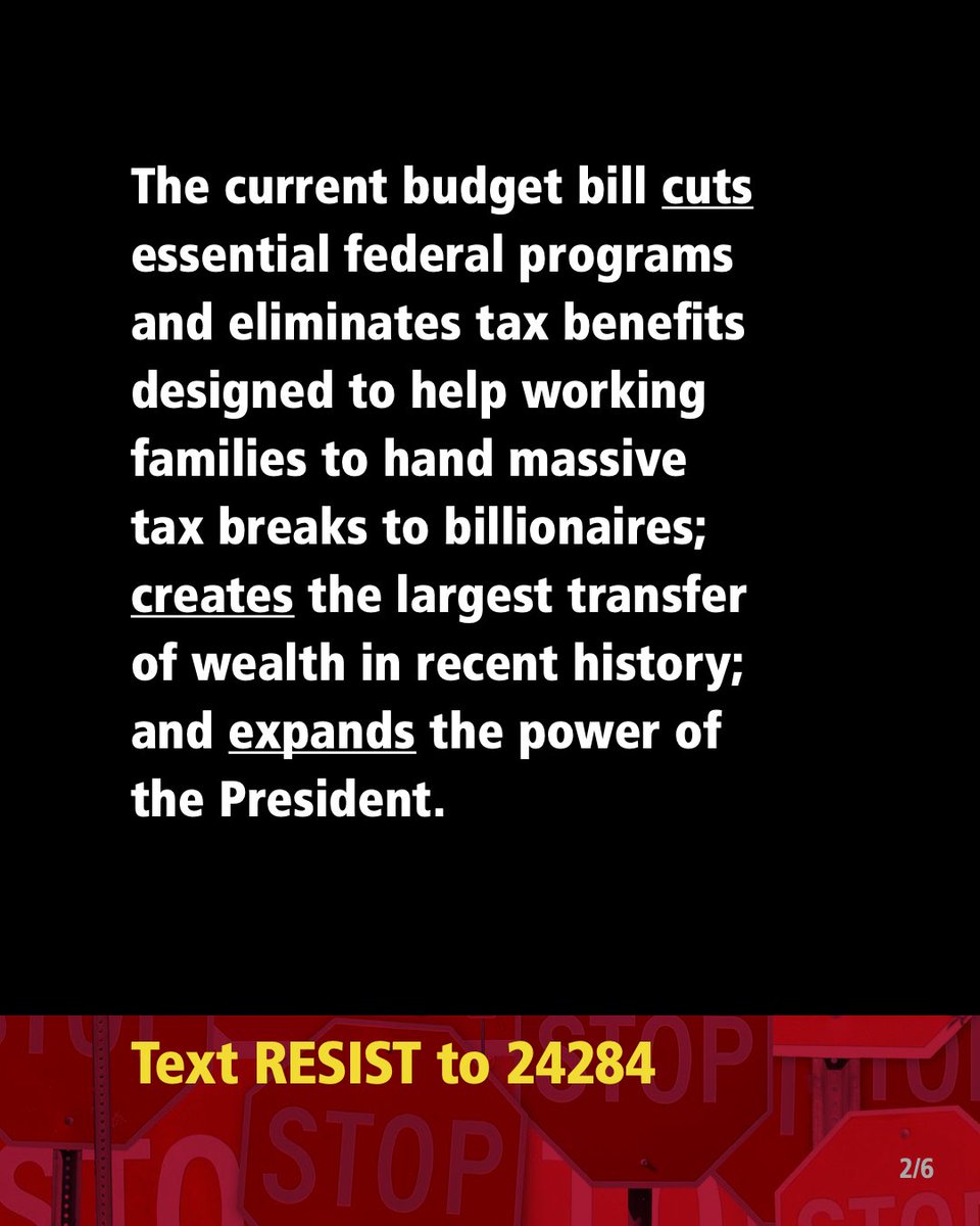 NDRNadvocates's tweet photo. Congress is pushing a budget bill that:
❌ Slashes Medicaid &amp; SNAP
❌ Guts education &amp; social programs
❌ Hands tax breaks to billionaires
❌ Expands presidential power

📲 Text RESIST to 24284
OR 📞 Call your Senators NOW:
➡️ 866-426-2631
➡️ 202-224-3121 (Capitol switchboard) https://t.co/OWDDPywApy