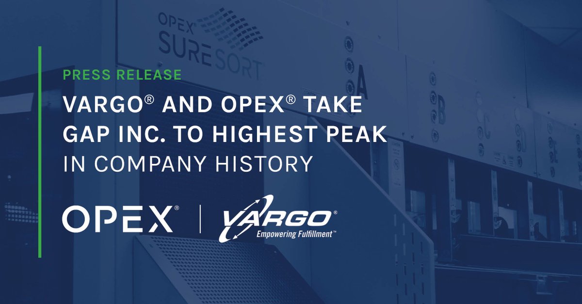 OPEXcorporation's tweet image. We're excited to announce the successful completion of our project with our partner @VARGOSolutions for Gap Inc. 🤝 Gap, a longtime client of VARGO, implemented OPEX Sure Sort, boosting productivity by over 10%.
hubs.li/Q03vD0HW0
#supplychain #customersolutions