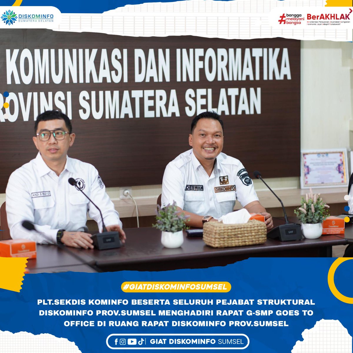 sumsel_maju's tweet photo. Kadis Kominfo Prov.Sumsel, Rika Efianti,S.E.,M.M. Diwakili Oleh Plt.Sekdis Kominfo Prov.Sumsel beserta Para Pejabat Struktural Dinas Kominfo Prov.Sumsel Menghadiri Rapat GSMP Goes To Office di Ruang Rapat Diskominfo Prov.Sumsel, (Rabu,2/7/2025). https://t.co/SXNUcPxYXC