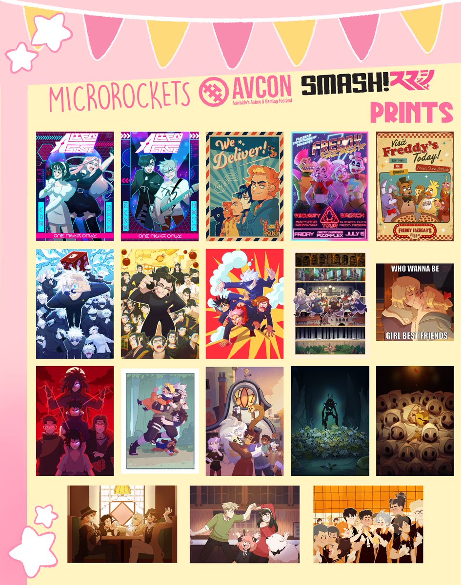 microrockets's tweet image. omg HIII i will be at smash! and AVcon soon !!!! come and find me !!! catalogue below (and first reply) ๐๐ฉท