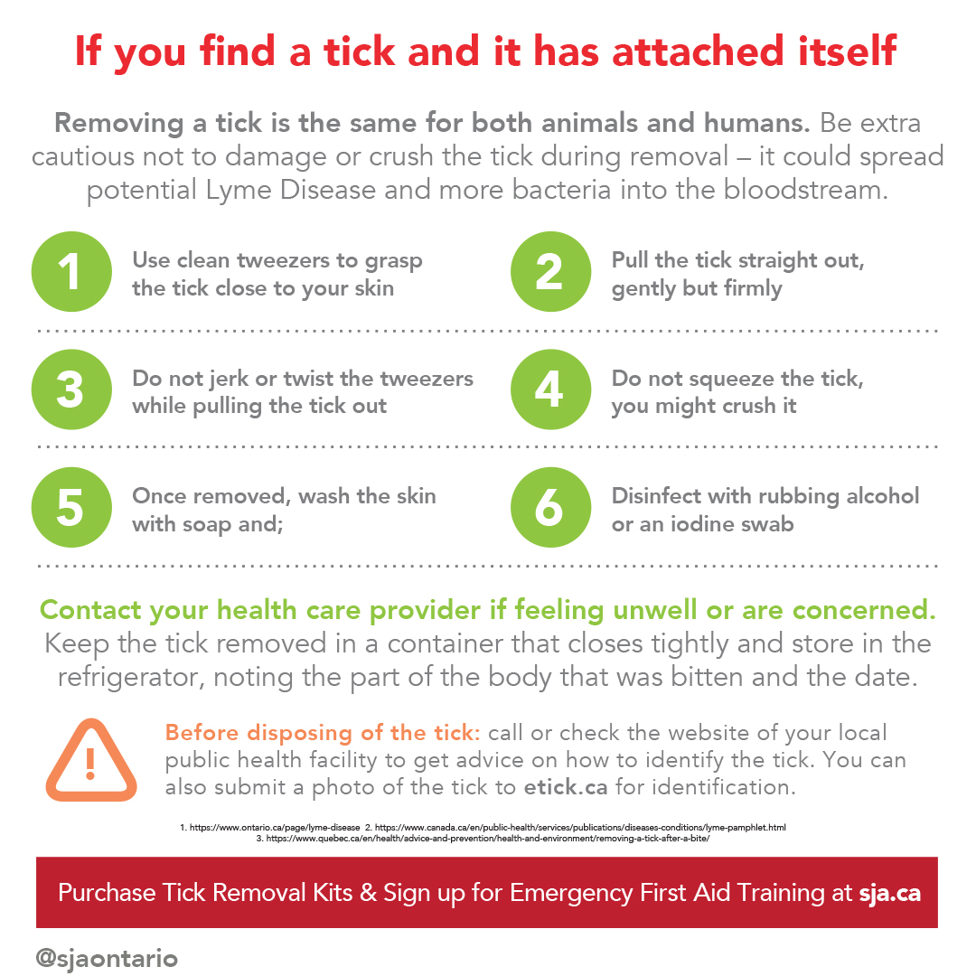 Ticks in Ontario are most this time of year. 🐜⚠️

Health officials recommend taking preventative measures, like wearing appropriate clothing &amp; using insect repellent.

Stay safe outdoors: check for ticks &amp; be prepared with our SJA Tick Removal Kit!

#TickSafety #Ontario