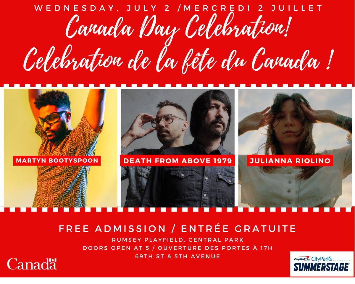 CanadaNY (@canadany) on Twitter photo TONIGHT! Keep the #CanadaDay vibes going with a trio of ace musical acts at <a href="/CPFNYC/">City Parks Foundation</a> <a href="/SummerStage/">SummerStage</a> - FREE ADMISSION. Check out a sampling here:
open.spotify.com/playlist/7BzG0… TONIGHT! Keep the #CanadaDay vibes going with a trio of ace musical acts at <a href="/CPFNYC/">City Parks Foundation</a> <a href="/SummerStage/">SummerStage</a> - FREE ADMISSION. Check out a sampling here:
open.spotify.com/playlist/7BzG0…