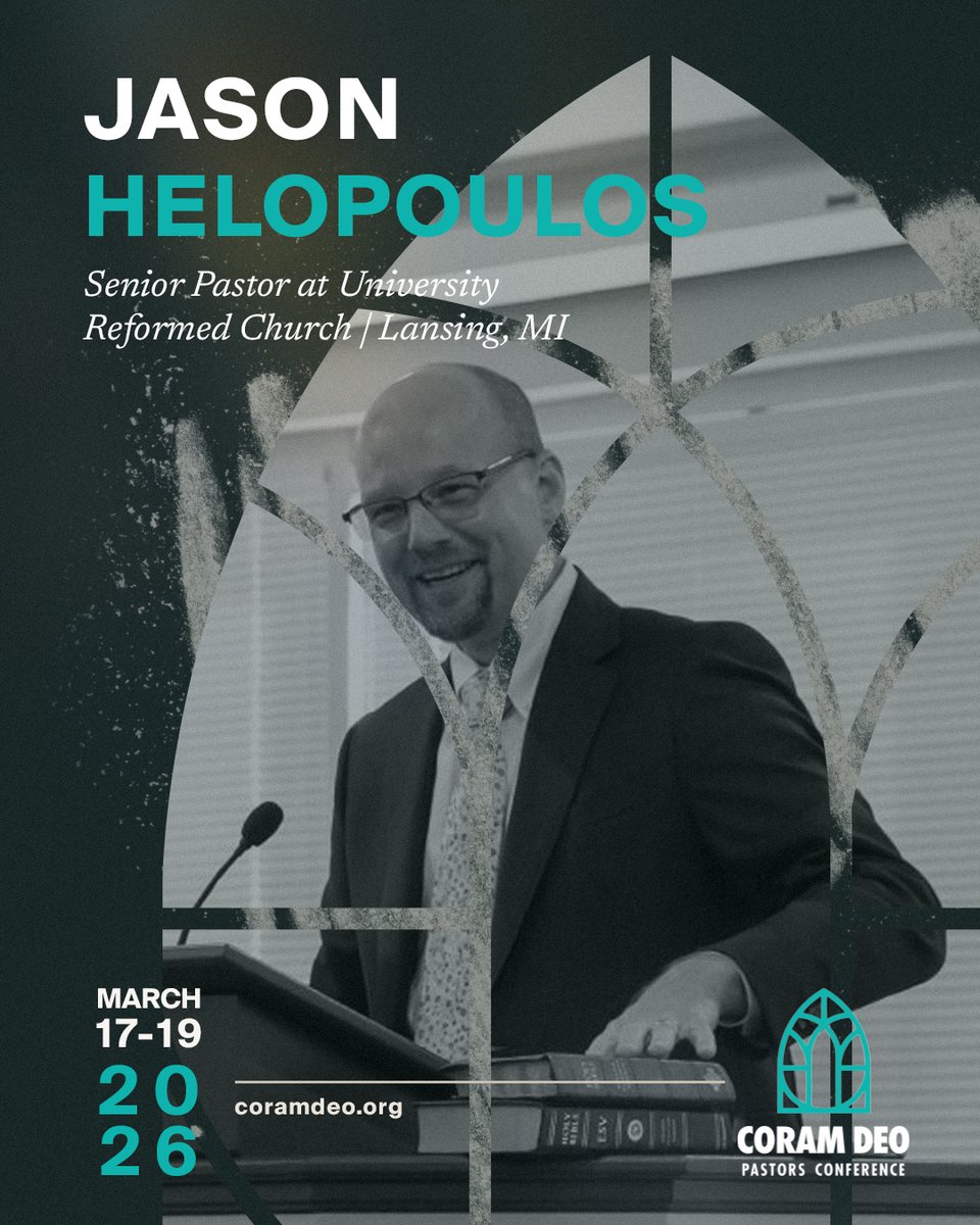 ClearlyReformed's tweet image. Join Jason Helopoulos at the 2026 Coram Deo Pastors Conference from March 17-19, 2026 in Matthews, NC!
Register now: coramdeo.org.