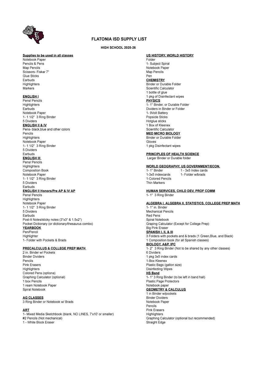 2025-2026 School Supply Lists! 📚✏️📕