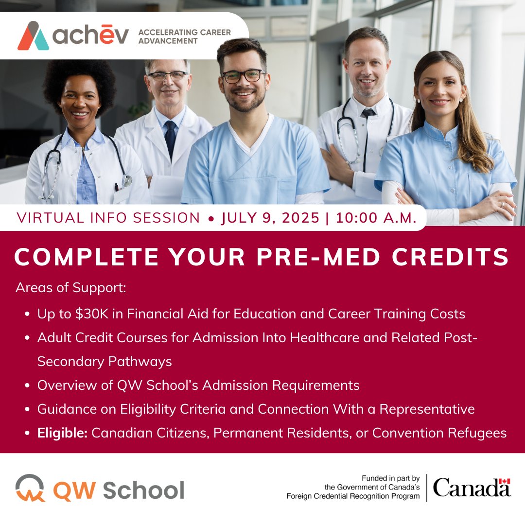 achev_ca's tweet image. Are you looking to complete your #premedcredits courses? Attend our free webinar on July 9 at 10 a.m. to learn about adult credit courses for admission into healthcare and related post-secondary pathways. Register now: bit.ly/44jRseC  

#careerdevelopment #premed
