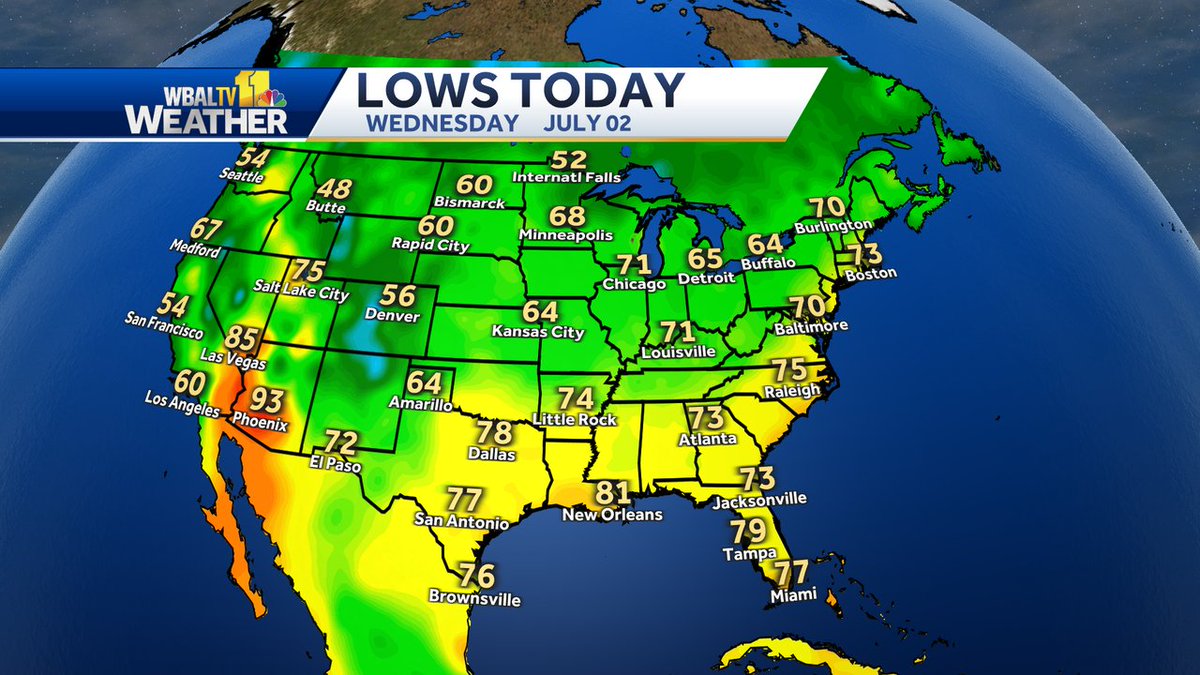 Here's a look at observed low temperatures across the Lower 48 this morning.