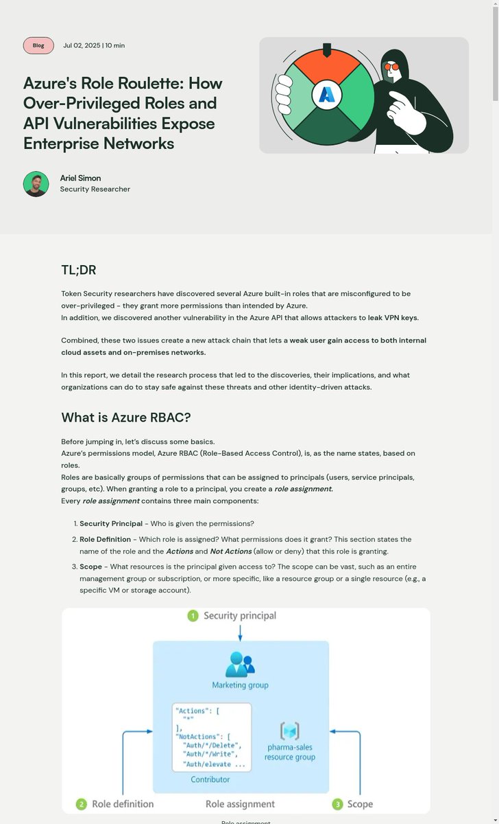 Azure API vulnerability and built-in roles misconfiguration enable corporate network takeover
token.security/blog/azures-ro…