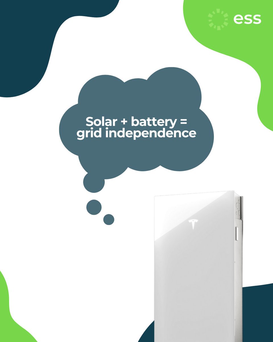 ess_solar's tweet photo. Pairing solar panels with a battery like Tesla Powerwall means you can generate, store, and use your own energy, even when the sun isn’t shining or during a power cut ☀️🔋

Let's build your energy independence.
https://t.co/2Nky5ytlla 

#BatteryStorage https://t.co/bwynkB151F