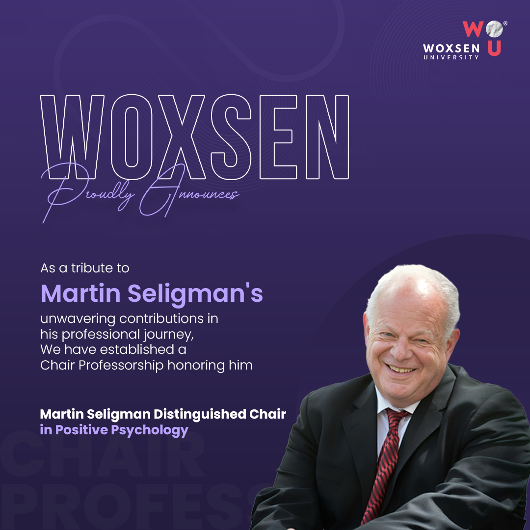 Woxsen's tweet image. Woxsen University announces the establishment of the Martin Seligman Distinguished Chair in Positive Psychology.

#WoxsenUniversity #MartinSeligman #PositivePsychology #ChairProfessorship #AcademicRecognition #HigherEducation #Hyderabad