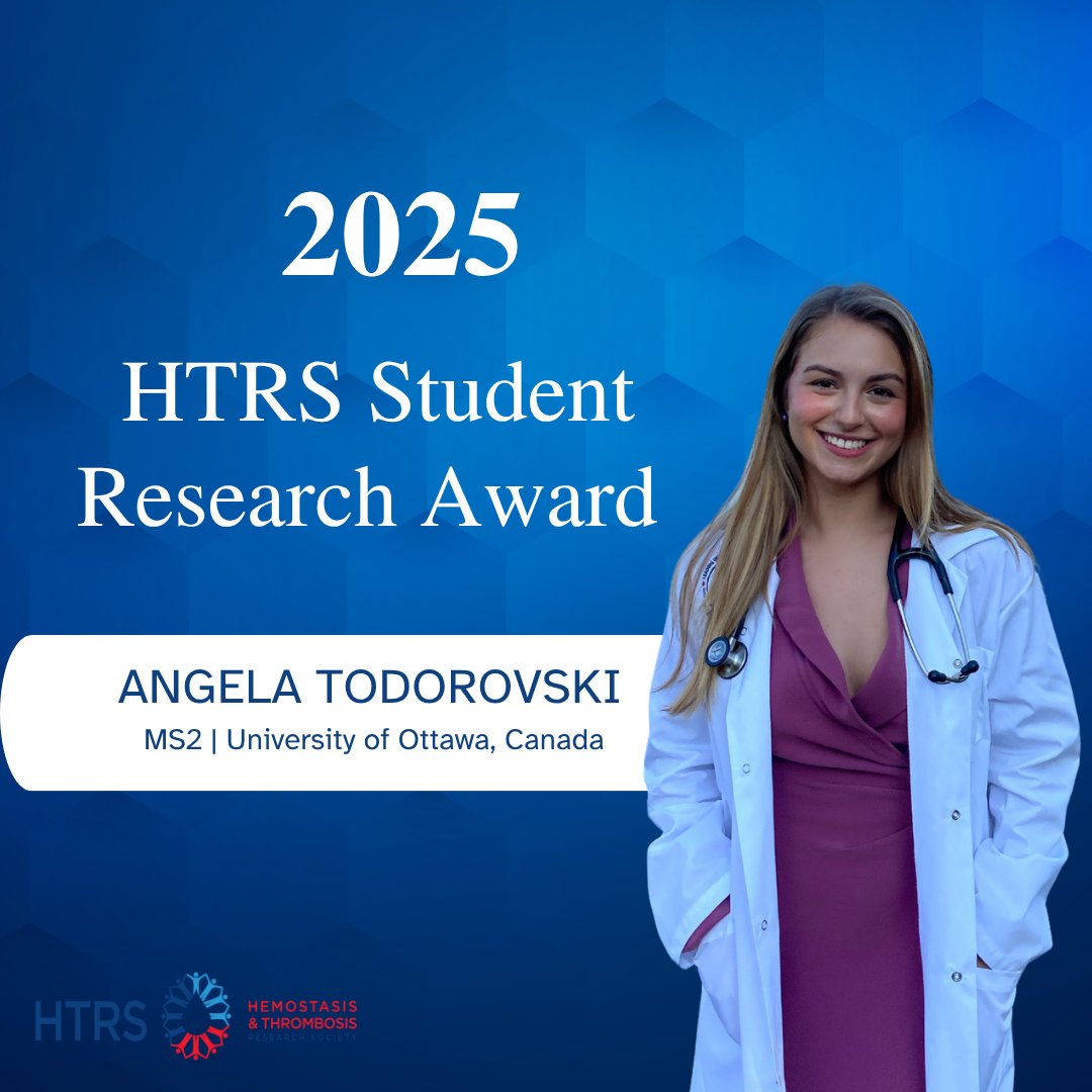 Join us in celebrating Angela Todorovski, a recipient of the HTRS 2025 Student Research Award! Angela's work represents the promise and potential of the next generation in bleeding and clotting disorder research.