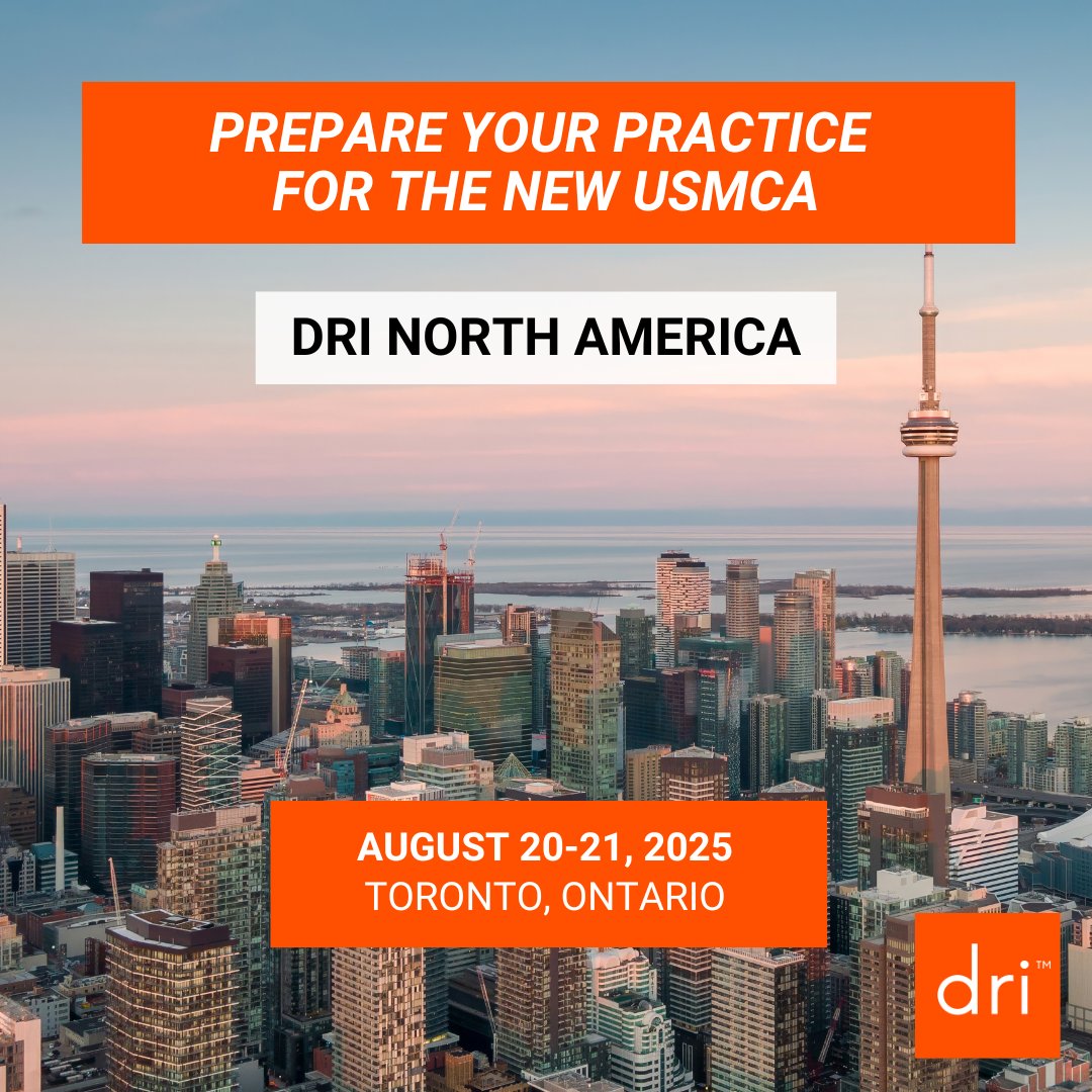 Join DRI and Canadian Defence Lawyers for an opportunity to explore the legal and financial impact of the newly renegotiated US-Mexico-Canada Agreement (USMCA). 
  
Learn More and Register: lnkd.in/ghDTVUhV 

#DRINorthAmerica #DRICommunity #USMCA