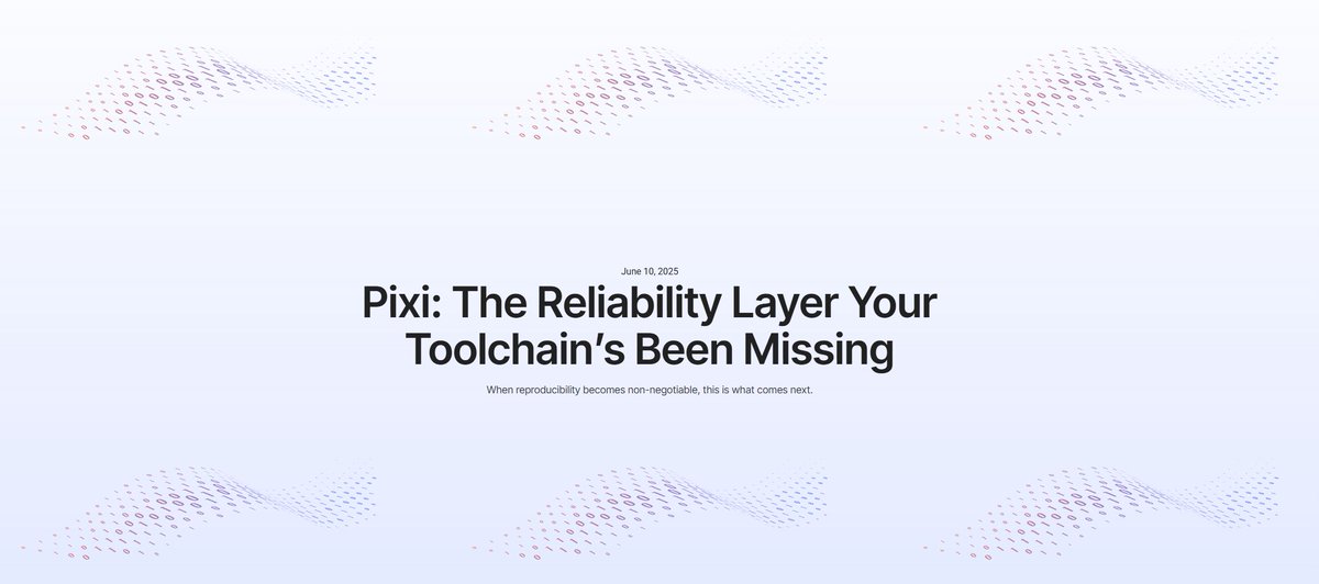 OpenTeams (@openteamsinc) on Twitter photo š§  Your dev environment is lying to you.
Every team has that untraceable bug that only shows up in someone elseās setup.
Pixi fixes that.
It captures your entire environmentāPython, Node, Rust, even system dependenciesāin one reproducible lockfile.
No more āalmost identicalā š§  Your dev environment is lying to you.
Every team has that untraceable bug that only shows up in someone elseās setup.
Pixi fixes that.
It captures your entire environmentāPython, Node, Rust, even system dependenciesāin one reproducible lockfile.
No more āalmost identicalā