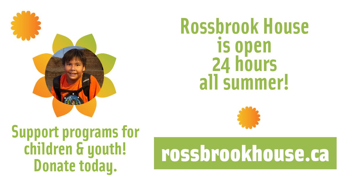 Rossbrook House is open 24 hours all summer. Children and youth, ages 6 to 24, have a safe place to be, EVERY DAY. 
Donate today to help make this summer fun and safe for children and youth! ☀️ 
rossbrookhouse.ca/summer-support…

#summer2025 #summer #open #programs