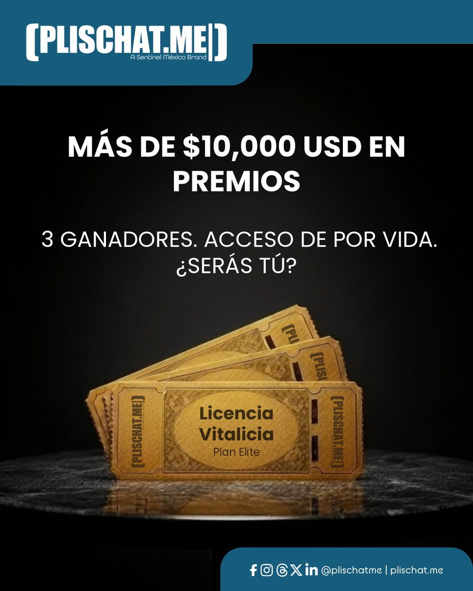 plischatme's tweet photo. Nuestro sorteo no es solo "software gratis".

Son 3 licencias vitalicias. Un valor combinado de +$10,000 USD.

Es una inversión en el futuro de tu empresa que te puede salir a coste CERO.

¿Vas a dejar pasar esta oportunidad?

#Sorteo #PlisChatMe #Gratis #OportunidadUnica https://t.co/EgTU9s2Vtj