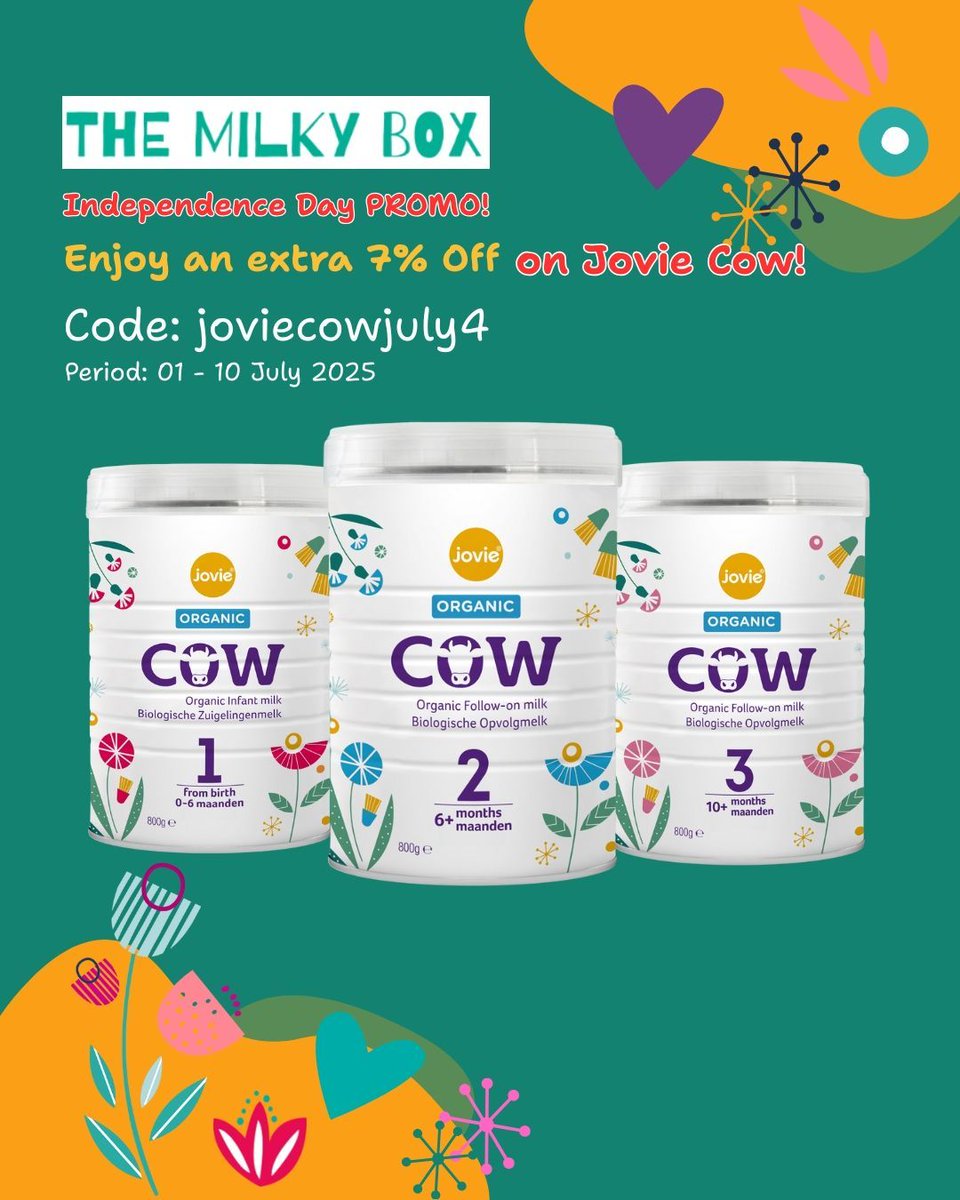 TheMilkyBox's tweet photo. Don’t let this deal moo-ve past you!
Get 7% OFF Jovie Cow Milk Formula! 
Use code: joviecowjuly4 
Period July 1–10 only!

https://t.co/3f8U6rMWMt 

 #TheMilkyBox #deals #MilkyBoxDeals  #discount #jovie #joviebabyformula #joviecow
#SmartParenting #BabyFormulaDeals https://t.co/h87V9PyBSG