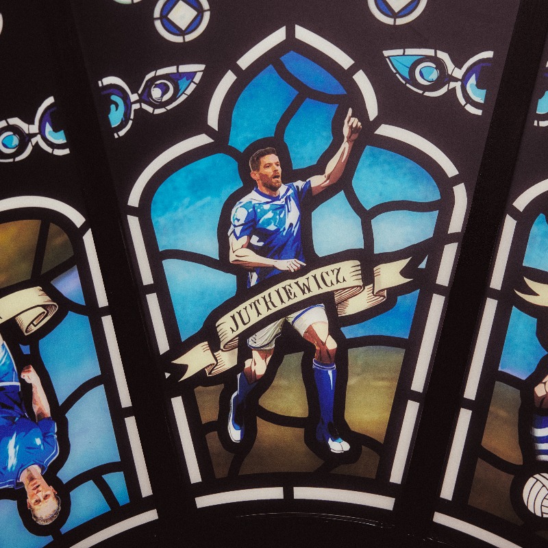 BCFC's tweet photo. Following the launch of our 150th anniversary home kit, supporters will have noticed the stained-glass window in the background of many of the images shared. 🖌️

Now, we tell you the story behind it.