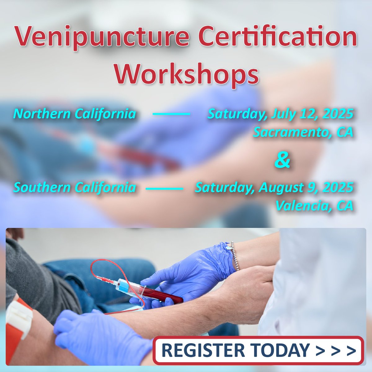 CSRTorg's tweet photo. Still Need to Complete Your Venipuncture Training Course? July &amp; August Dates. Spots are limited – sign up now!
NorCal Workshop🔗 https://t.co/Y5cKHPnYID
SoCal Workshop🔗 https://t.co/dyWc7jwwZy
#CSRT #ARRT #MedTech https://t.co/XGQXUWHl8a