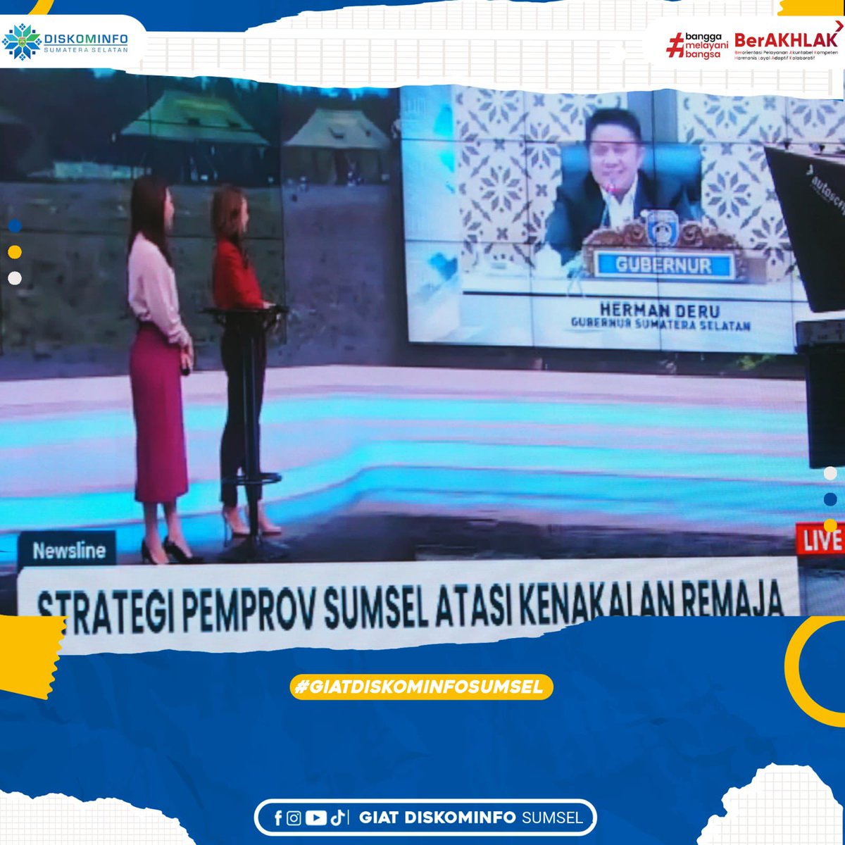 sumsel_maju's tweet photo. Kadis Kominfo Prov. Sumsel, Rika Efianti, SE, MM. beserta Kasi Pengembangan Aplikasi Muhammad Sandhi, S.Kom.,https://t.co/OCATCgXM0R Mendampingi Gubernur Herman Deru menjadi Narasumber Metro TV dalam program acara Newsline dengan tema “Retret anak bermasalah di Sumsel”(2/7/2025). https://t.co/7pUpC2OVSs