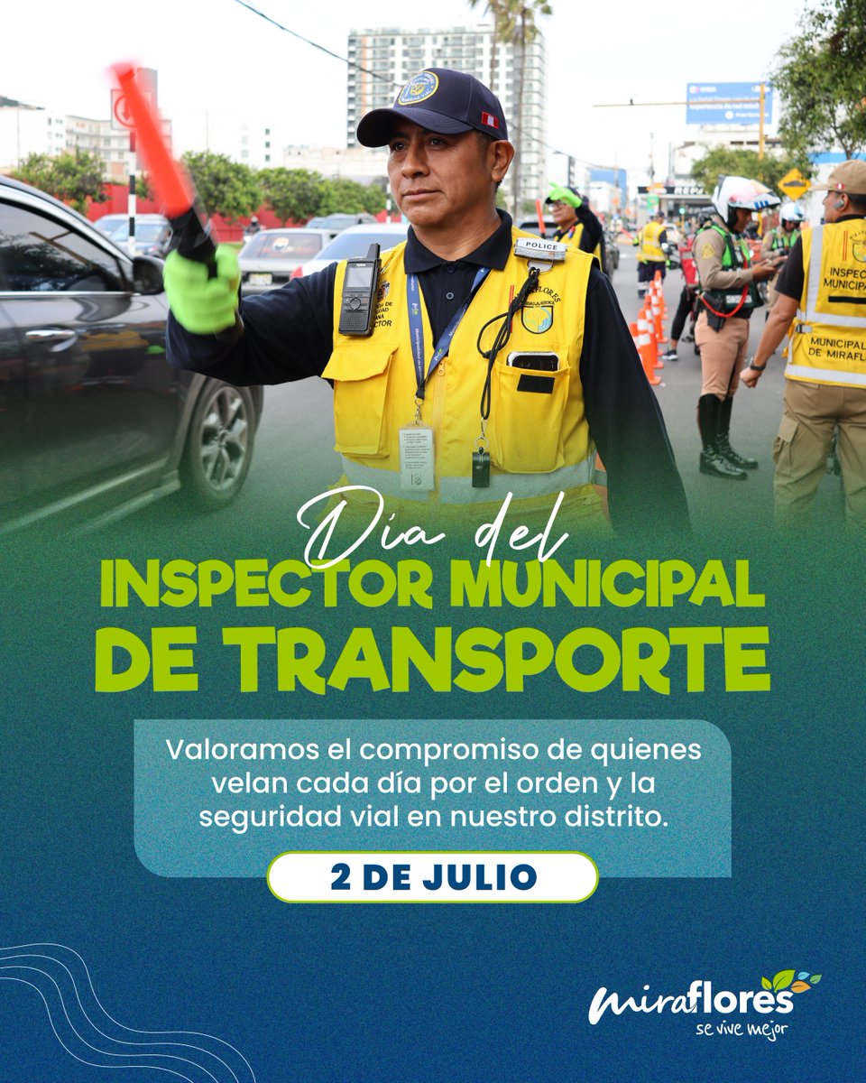 Muni de Miraflores (@munimiraflores) on Twitter photo 🚦 Gracias por mantener el orden y la seguridad en nuestras calles todos los días. 🙌🏽💚
#DíaDelInspectorDeTransporte #Inspector #Transito
<a href="/miraflores24h/">Alerta Miraflores</a> 🚦 Gracias por mantener el orden y la seguridad en nuestras calles todos los días. 🙌🏽💚
#DíaDelInspectorDeTransporte #Inspector #Transito
<a href="/miraflores24h/">Alerta Miraflores</a>