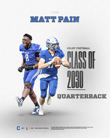 MPain012's tweet image. Super excited to announce I have received an offer from Colby College! Thank you @BallCoachC @Coach_Hobbins for this amazing opportunity! Go Mules!

@Colby_Football @ColbyCoachCos @coach_spinnato @CRHFootball