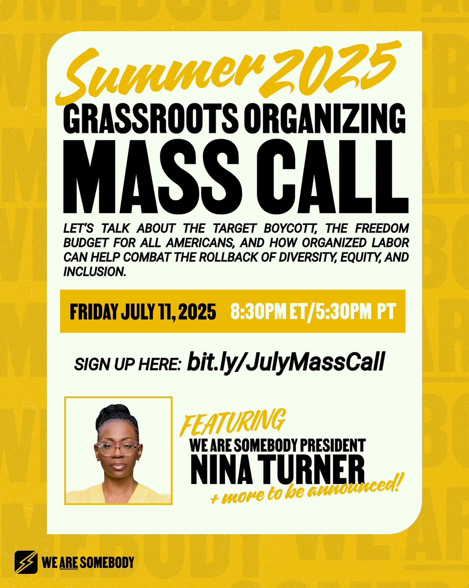 StrikeForAll's tweet image. 🚨JOIN OUR MASS CALL ON JULY 11th
President @ninaturnerohio will be talking about the Target Boycott, including updates and how organized labor can play a role in combatting DEI rollbacks.
There will be guests that we will announce soon!
Sign up: bit.ly/JulyMassCall