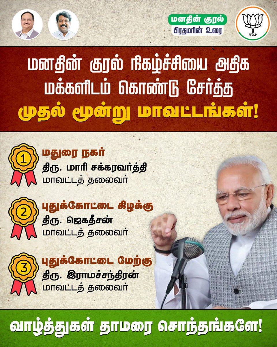 Nainar Nagenthiran (@nainarbjp) on Twitter photo நமது மாண்புமிகு பாரதப் பிரதமர் திரு. <a href="/narendramodi/">Narendra Modi</a> அவர்கள், கடந்த பத்தாண்டுகளாக "மனதின் குரல்" நிகழ்ச்சி வாயிலாக தேசத்தின் ஒவ்வொரு மூலை முடுக்கிலும் உள்ள மக்களிடமும் உரையாற்றி வருவது நாம் அறிந்ததே. கடந்த ஜூன் மாத மனதின் குரல் நிகழ்ச்சியை நமது <a href="/BJP4TamilNadu/">BJP Tamilnadu</a> நிர்வாகிகள் தமிழக நமது மாண்புமிகு பாரதப் பிரதமர் திரு. <a href="/narendramodi/">Narendra Modi</a> அவர்கள், கடந்த பத்தாண்டுகளாக "மனதின் குரல்" நிகழ்ச்சி வாயிலாக தேசத்தின் ஒவ்வொரு மூலை முடுக்கிலும் உள்ள மக்களிடமும் உரையாற்றி வருவது நாம் அறிந்ததே. கடந்த ஜூன் மாத மனதின் குரல் நிகழ்ச்சியை நமது <a href="/BJP4TamilNadu/">BJP Tamilnadu</a> நிர்வாகிகள் தமிழக