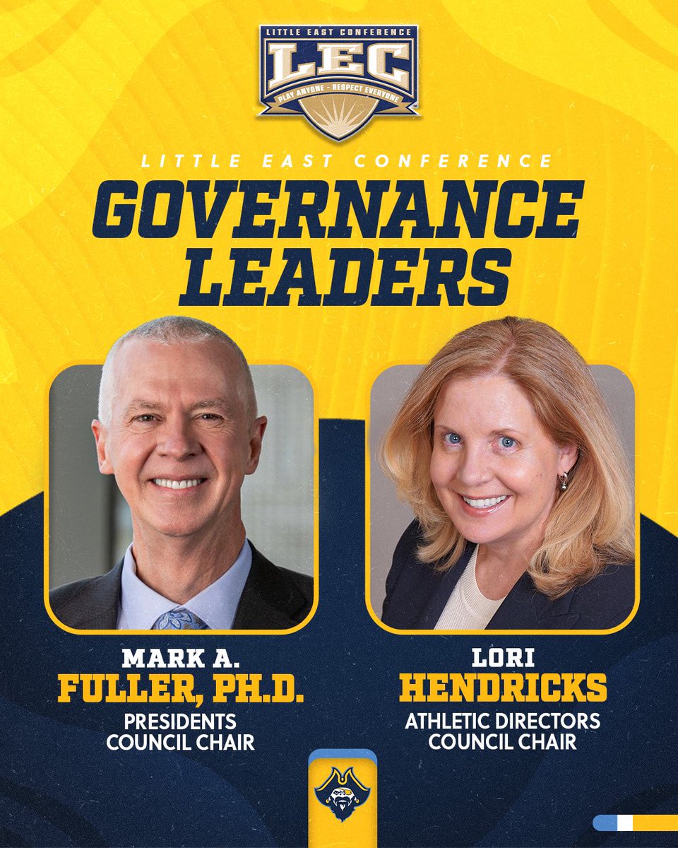 Congratulations to Chancellor Mark A. Fuller, Ph.D and Director of Athletics Lori Hendricks on their new leadership roles with the Little East Conference!👏

Release🔗: corsairathletics.com/news/2025/7/2/…

#RollSairs🏴‍☠️