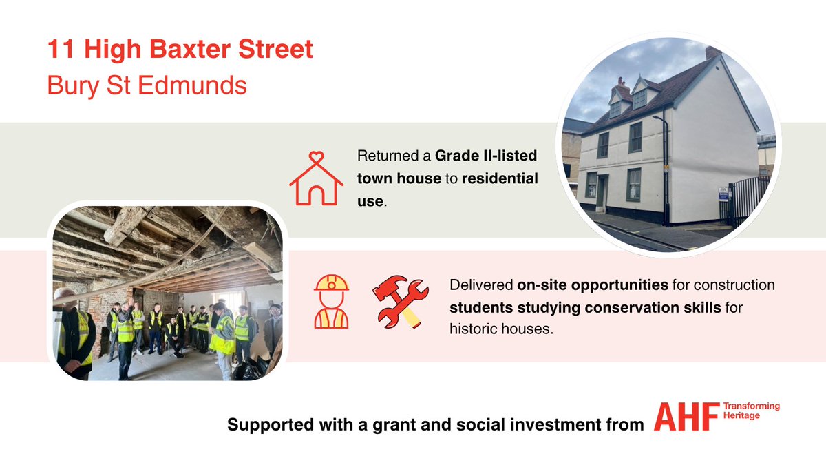 💡 With the help of an AHF #HeritageImpactFund loan, Bury St Edmunds Town Trust has brought 11 High Baxter Street back into residential use. 🏠

Take a look at what else the project has achieved. 👇 (1/3)