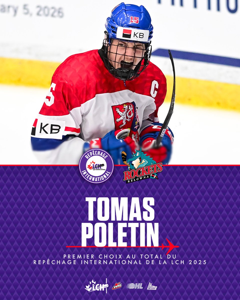 Ligue canadienne de hockey (@lchhockey) on Twitter photo Avec le tout premier choix du #RepêchageInternational 2025 de la LCH, les <a href="/Kelowna_Rockets/">Kelowna Rockets</a> ont sélectionné l'attaquant tchèque 🇨🇿 et espoir des <a href="/NYIslanders/">New York Islanders</a>, Tomas Poletin ! Avec le tout premier choix du #RepêchageInternational 2025 de la LCH, les <a href="/Kelowna_Rockets/">Kelowna Rockets</a> ont sélectionné l'attaquant tchèque 🇨🇿 et espoir des <a href="/NYIslanders/">New York Islanders</a>, Tomas Poletin !