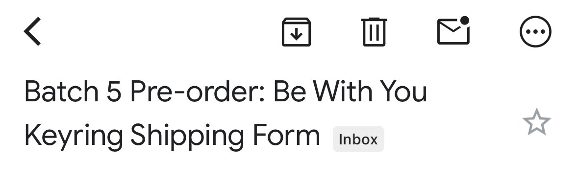 #kwingupdates

Re:Batch 5 Pre-order: Be With You Keyring

Shipping notice has been sent thru email. Kindly answer the shipping form ASAP. 

Thank you!