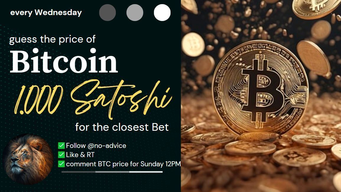 🚨 BTC Guessing Game! 🚨
Guess the price of Bitcoin for Sunday 12PM (UTC)! 🎯
📌 Rules:
✅ Drop your guess in the comments
✅ Follow &amp; Reshare 🔄
✅ Closest guess wins 1,000 Sats ⚡
🏆 Every Wednesday – don't miss out!