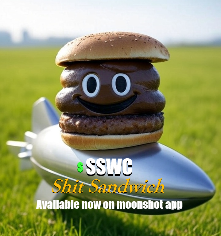 MegaDopeFire's tweet photo. $SSWC available now on the @moonshot app !! Launched today, get in early, Shit Sandwich to the moon !! The adorable smile of success LOL served with tons of upside!! #memecoin #crypto #moon

Mission: get to the moon !!
Mission code: 💩🍔🚀🌘 

https://t.co/k7t1lZmafa https://t.co/ZJPaci7jmw