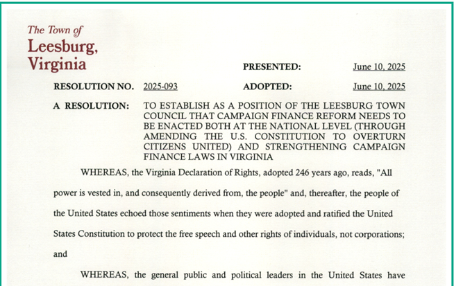 BigMoneyOutVA (@moneyoutva) on Twitter photo The Leesburg Town Council on June 10th, 2025 passed a resolution supporting campaign finance reform, focused on the need for a <a href="/usapromise/">American Promise</a> constitutional amendment as well as reasonble campaign finance reform in VA. portal.laserfiche.com/Portal/DocView… The Leesburg Town Council on June 10th, 2025 passed a resolution supporting campaign finance reform, focused on the need for a <a href="/usapromise/">American Promise</a> constitutional amendment as well as reasonble campaign finance reform in VA. portal.laserfiche.com/Portal/DocView…