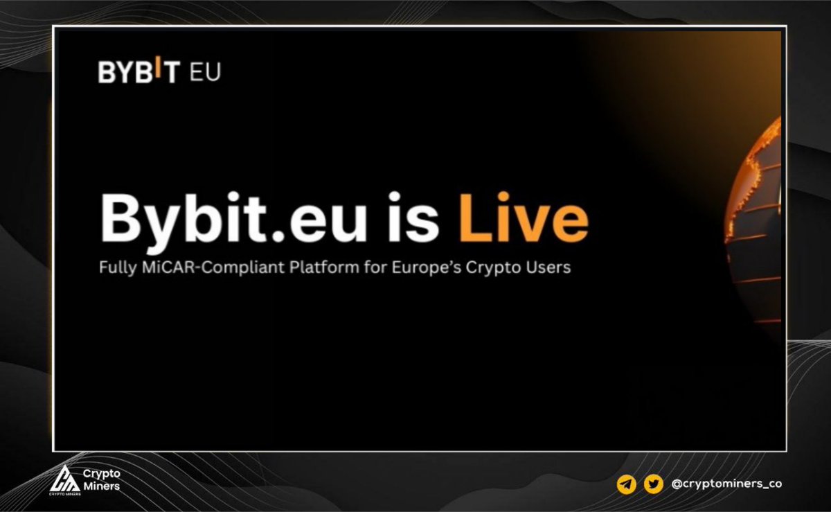 Bybit Launches https://t.co/eFMyuq0atq — A MiCAR-Compliant Crypto Platform  for Europe! @Bybit_Official has officially launched @BybitEu, a dedicated  and fully MiCAR-compliant platform for users across the European Economic  Area (EEA). Operated by Bybit