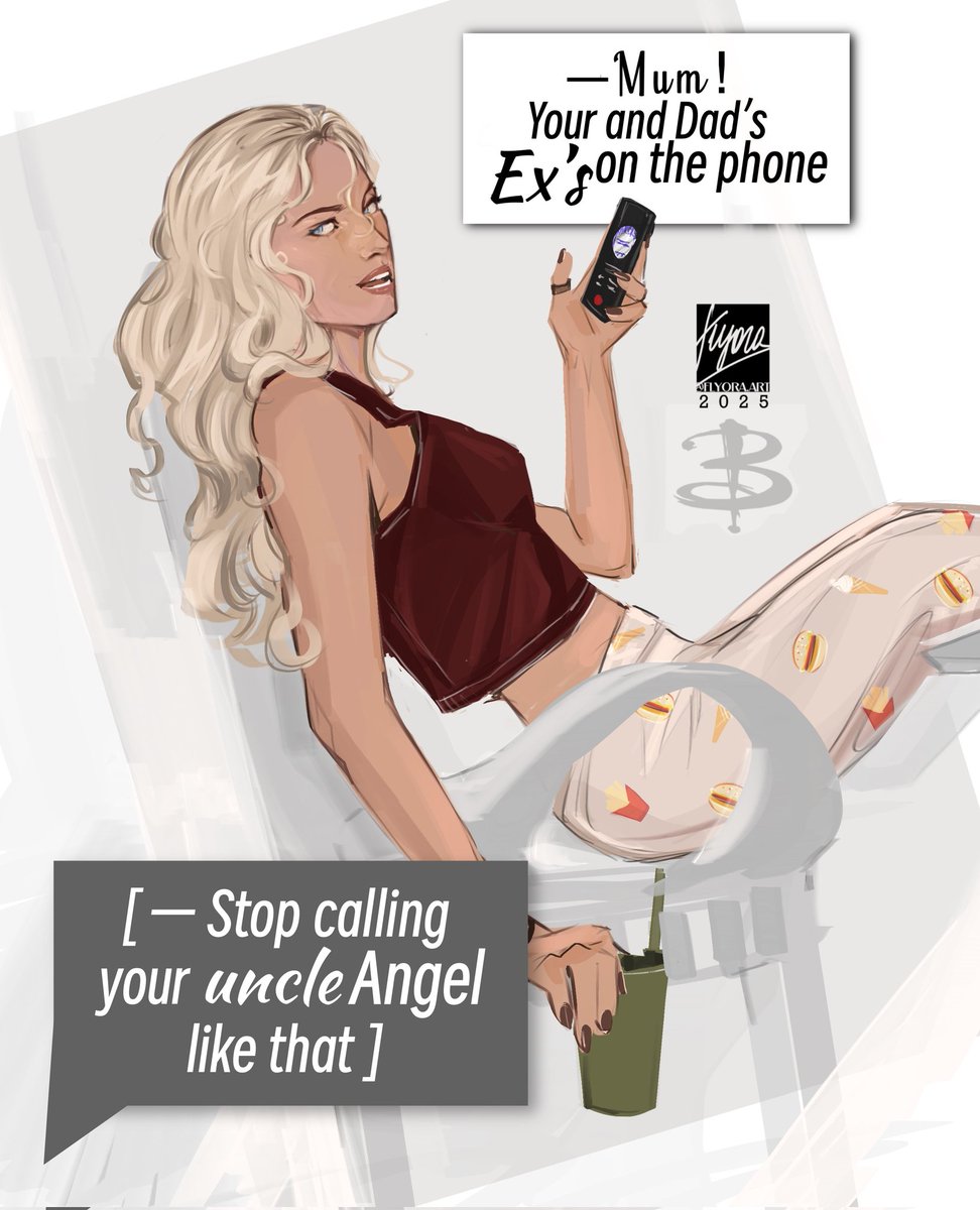Flyora4's tweet image. New part of my #spuffy #buffythevampireslayer au in 2025 with that freak happy married couple 
#btvs #fanart