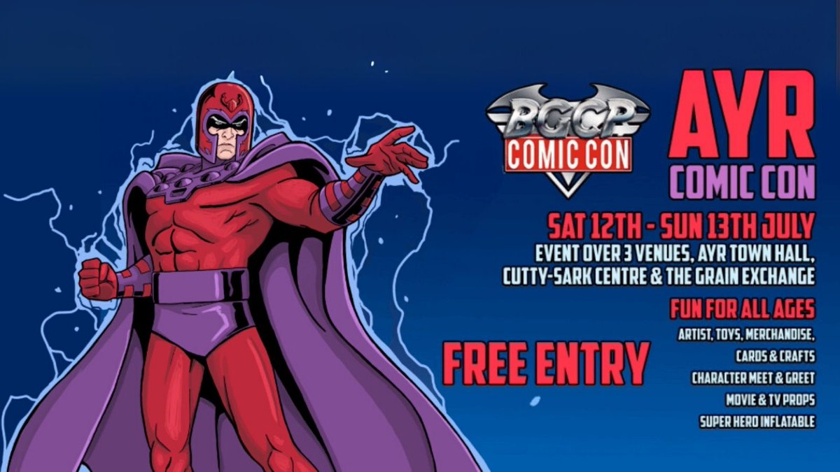 The Grain Exchange (@grain_exchange) on Twitter photo 🦸 It’s Comic Con weekend in Ayr!
Ayr Comic Con is happening today and tomorrow across 3 Ayr town centre venues. 🎉
📍 Grain Exchange | Cutty Sark | Ayr Town Hall
🎨 Comics, art, cosplay, merch & movie props
🎟️ Free for all ages
More info 👉 bigglasgowcomicpage.com
<a href="/BGCPComicCon/">BGCP Comic Con</a> 🦸 It’s Comic Con weekend in Ayr!
Ayr Comic Con is happening today and tomorrow across 3 Ayr town centre venues. 🎉
📍 Grain Exchange | Cutty Sark | Ayr Town Hall
🎨 Comics, art, cosplay, merch & movie props
🎟️ Free for all ages
More info 👉 bigglasgowcomicpage.com
<a href="/BGCPComicCon/">BGCP Comic Con</a>