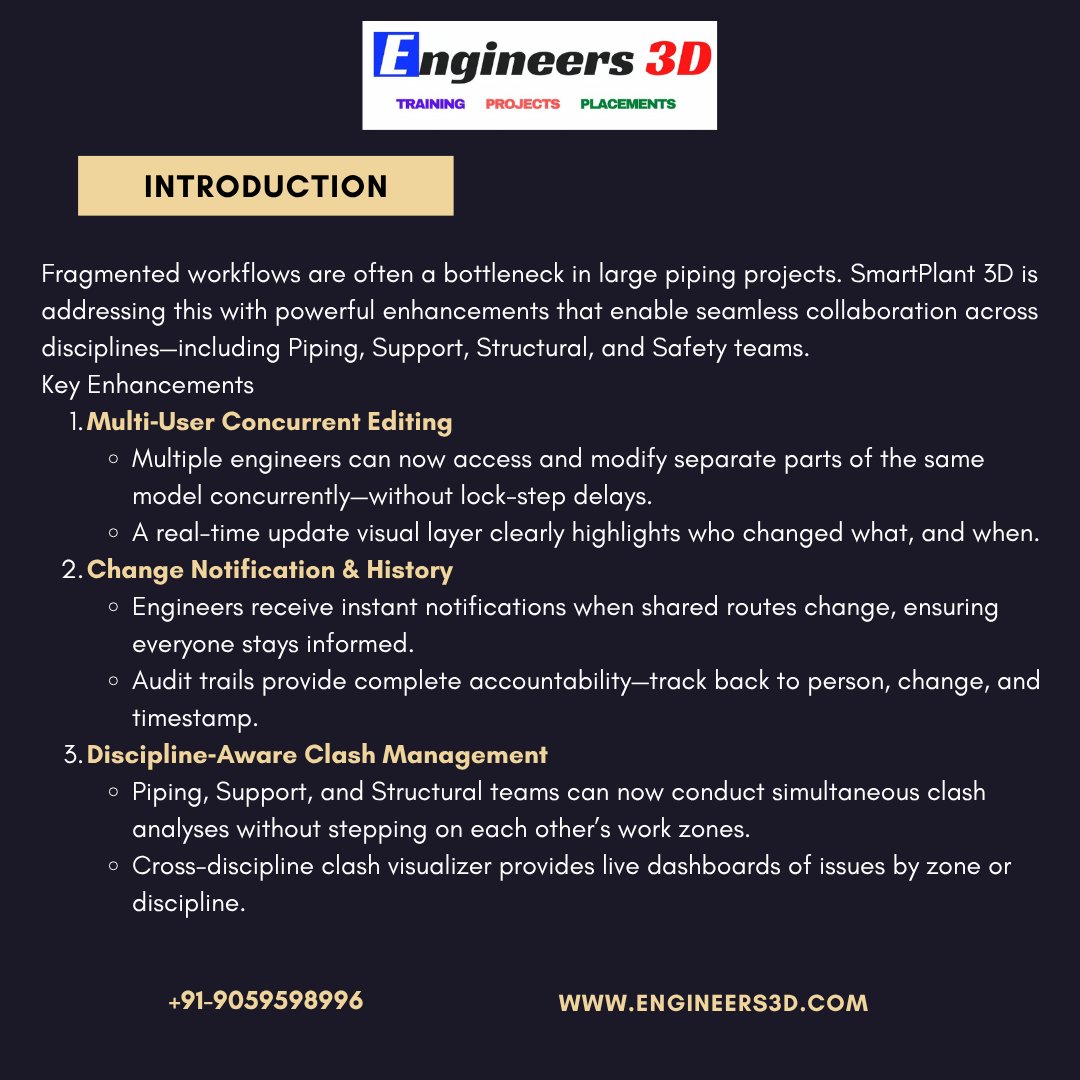 Engineers3d's tweet image. Ready to level up your #PipingEngineering game? Dive into our latest blog on how #SmartPlant3D is reshaping plant design with intelligent routing, clash-free layouts, and real-time team collaboration. 
#SP3D #EngineeringExcellence #PlantDesign #DigitalTransformation #PipingDesign