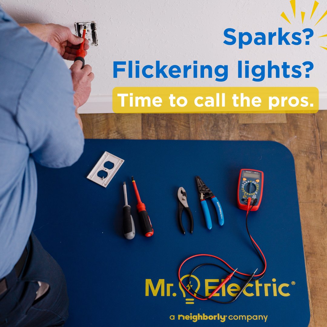 🎆 July fireworks should stay outside—not in your outlets.

If your lights flicker like they’re putting on a show, or your outlets spark, it’s time to call an electrician.

Let’s keep the sparks where they belong. 😉