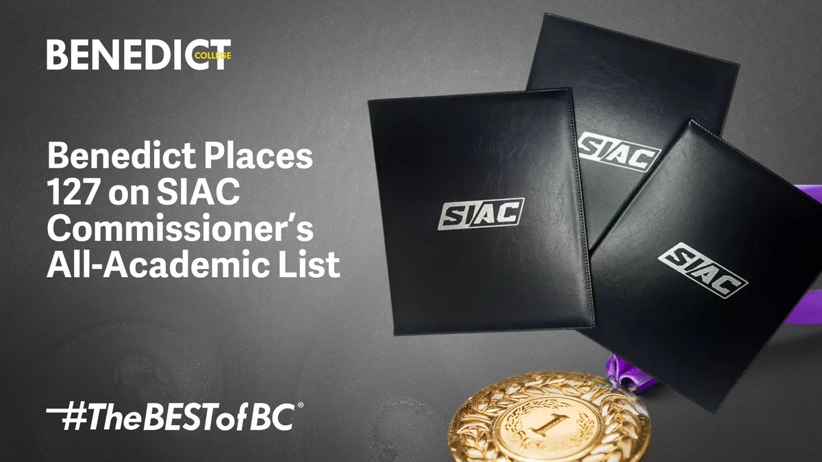 BenedictEDU's tweet photo. Academic excellence is on full display at Benedict College!

We’re proud to announce that 127 Benedict student-athletes have been named to the SIAC Commissioner’s All-Academic List for the 2024–25 season - each maintaining a GPA of 3.4 or higher. 💯🏆

12 Tigers went above and beyond, earning SIAC All-Academic Team honors for holding the highest GPAs in their sport.

Special shoutout to Javel Best, a graduate student who was recognized across three teams: men’s cross country, indoor track, and outdoor track!

By the Numbers:
✅ 127 student-athletes = SIAC Commissioner’s All-Academic List
✅ 12 student-athletes = SIAC All-Academic Team

#BenedictCollege #TheBESTofBC #TigerPride #StudentAthletes #SIAC #AcademicExcellence #BCStrong #ScholarsAndAthletes #WeAreBenedict

https://t.co/q6e5TlLNSI