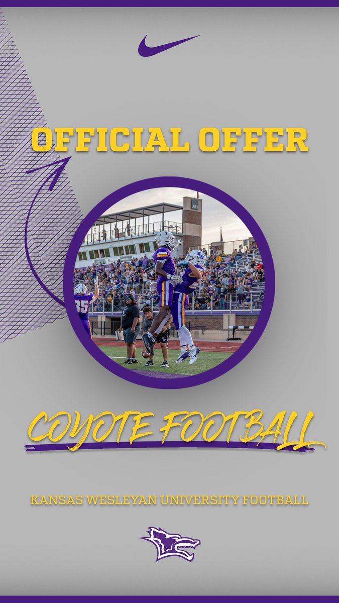 After many great conversations with <a href="/QBcoachsnyder/">QBcoachsnyder</a>. I am extremely grateful and excited to have received an offer to continue my academic and athletic career at <a href="/kwufootball/">Kansas Wesleyan University Football</a>. Go Coyotes!
<a href="/QBCoachBeaty/">Coach Beaty</a> <a href="/coachbres/">Coach Bres</a> <a href="/nickzaji/">Nick Zajicek</a> <a href="/JustinEdmonds35/">Coach Edmondson</a>