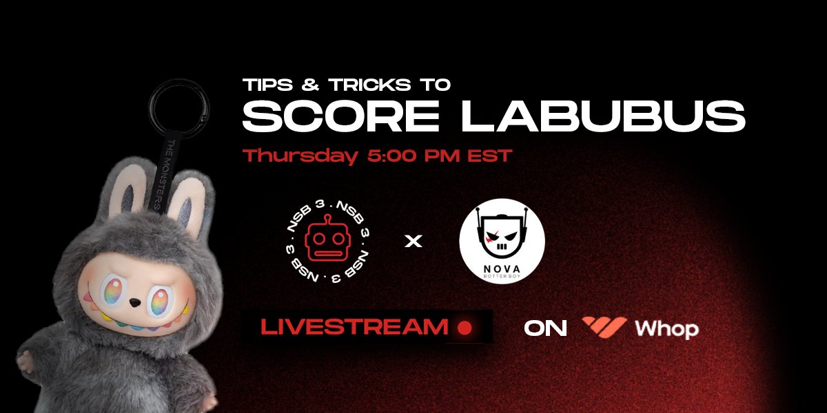 NSB Bot (@nsb_bot) on Twitter photo Join our livestream tomorrow, Thursday at 5:00 PM EST
Learn all the hacks, tips, and tricks to score any Labubu any day from <a href="/BotterBoyNova/">Botter Boy Nova</a> 💸
JOIN HERE ➡️whop.com/nikeshoebot-fr…
1x Repost wins 1x NSB Key 🔥 Join our livestream tomorrow, Thursday at 5:00 PM EST
Learn all the hacks, tips, and tricks to score any Labubu any day from <a href="/BotterBoyNova/">Botter Boy Nova</a> 💸
JOIN HERE ➡️whop.com/nikeshoebot-fr…
1x Repost wins 1x NSB Key 🔥