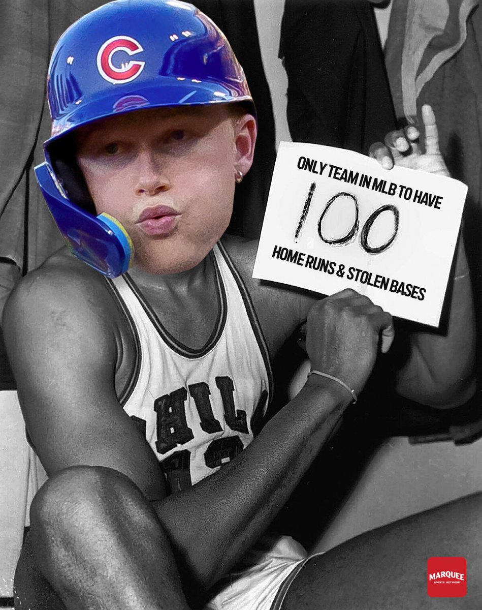 WatchMarquee's tweet photo. The Cubs are the only team in MLB with both 100 home runs and stolen bases 🌪️ https://t.co/sDq1w2UjRD