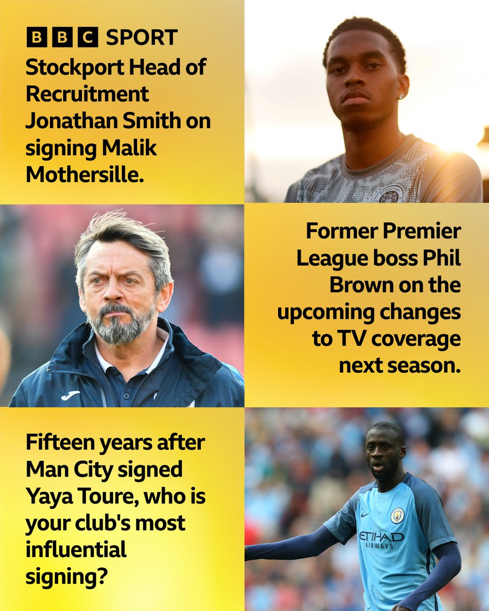 BBC Sport Manchester (@bbcrmsport) on Twitter photo ๐ป Coming up on Total Sport ๐ป
๐๏ธ <a href="/Radio_Gaz/">Gaz Drinkwater</a> and <a href="/kippaxgirlemily/">Emily Brobyn</a>
๐ฉ Stockport Head of Recruitment Jonathan Smith
๐น Former Bolton captain and assistant Phil Brown
โ Who was your club's most influential signing?
๐ง Listen from 6โฃpm: bbc.in/4lwDQm7 ๐ป Coming up on Total Sport ๐ป
๐๏ธ <a href="/Radio_Gaz/">Gaz Drinkwater</a> and <a href="/kippaxgirlemily/">Emily Brobyn</a>
๐ฉ Stockport Head of Recruitment Jonathan Smith
๐น Former Bolton captain and assistant Phil Brown
โ Who was your club's most influential signing?
๐ง Listen from 6โฃpm: bbc.in/4lwDQm7