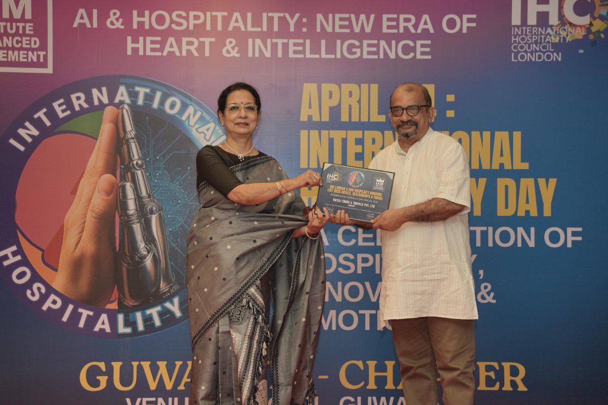 dibarijit's tweet image. Honoured to share the stage with a galaxy of hospitality stars—Assamese food vlogger Dhruva J Kalita, Chef Joel Basumatary, author Rita Jyoti Das, blogger Sanjukta D, food critic Mitali Kalita.
Proud-Koyeli Tours & Travels is featured in the IHC-IAM Hospitality Honours List 2025