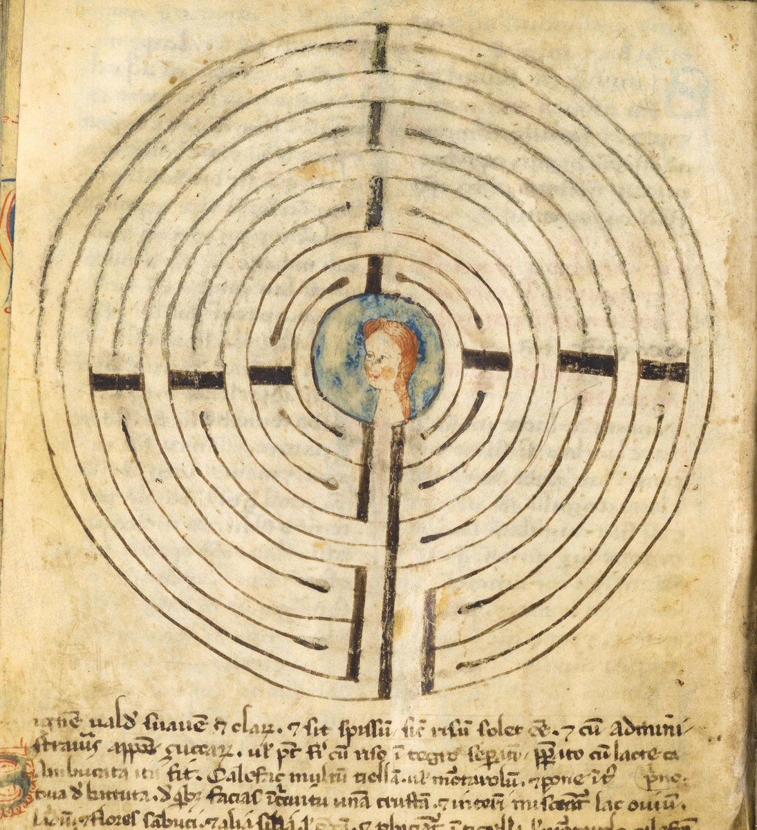 Medievalists's tweet photo. There are dozens of labyrinths drawn in medieval manuscripts. Here are a few to check out. See also our article at https://t.co/usx9v3XRk1 for more #labyrinths https://t.co/bRHgkxcZqn