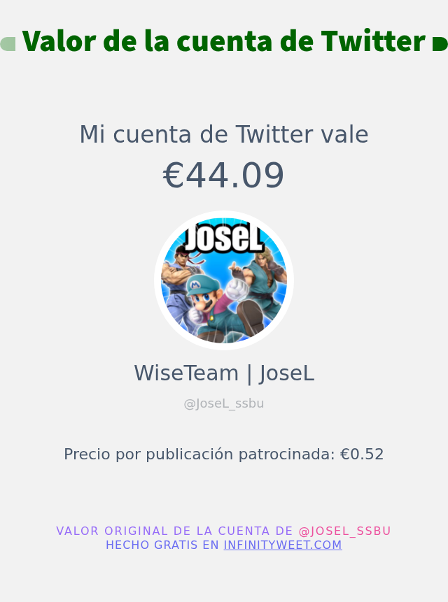Mi valor en Twitter es de: €44.09

➡️ infinityweet.com/account-worth?…